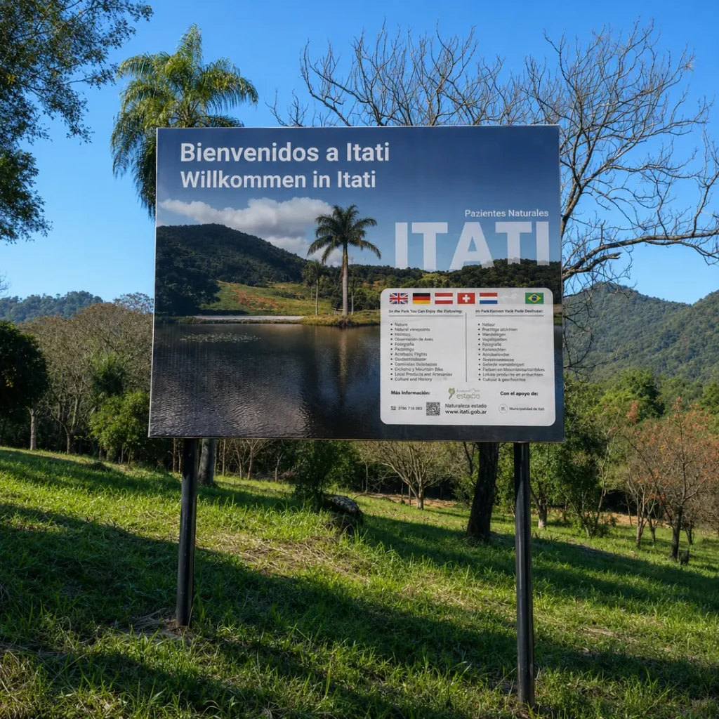 Cartel promocional del barrio Itatí en Mbocayaty del Guairá.