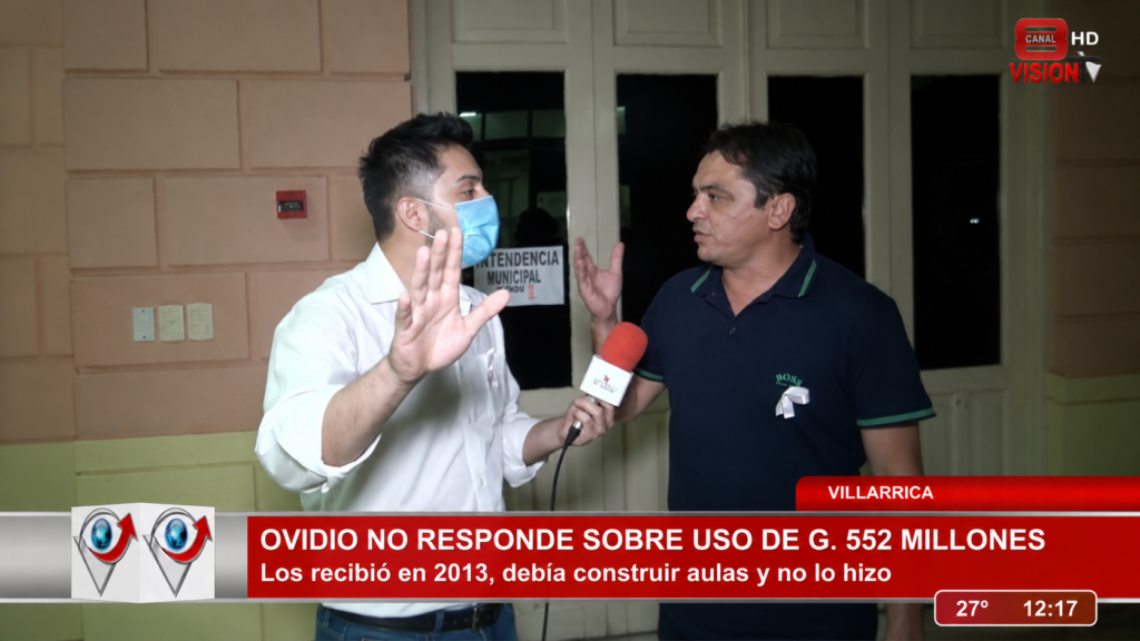 Gastón Ortiz intenta entrevistar a Ovidio Cuevas sobre el uso de G. 552 millones.